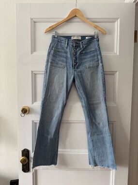 Denim Forum Light Blue High-Rise Flare Jeans